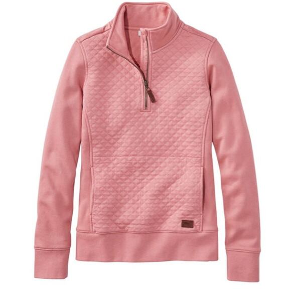 L.L. Bean Sweaters - NWT L.L.Bean Quilted Pullover Long Sleeve 1/4 Zip Womens Size M Rose Wash Earthy